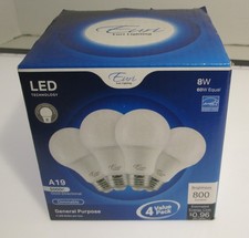 Euri Led 4 Pack Energy Star 8w A19 Bulb 60 Watt Daylight White 5000k Dimmable Euri Led 4 Pack Energy Star 8w A19 Bulb 60 Watt Daylight White 5000k Dimmable