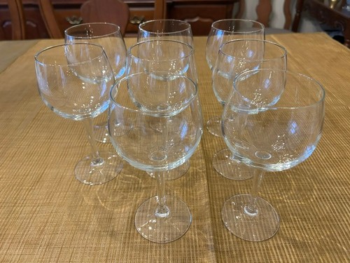 Elegant Vintage Orrefors Illusion Clear Burgundy Wine Glasses, set of 8