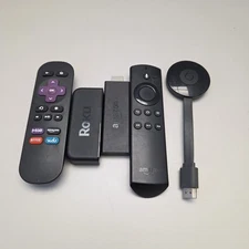 Lot of 3 Streaming Devices. Roku, Fire Stick, And Chromecast Missing Cables.