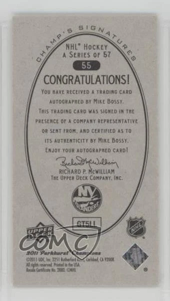 2011-12 Parkhurst Champions Champ's Minis Signatures SP Mike Bossy #55 Auto HOF - Image 2 of 2