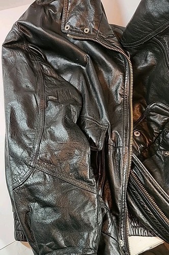 Vintage Members Only Genuine Leather Bomber Motorcycle Jacket Men's Sz LG Black - Picture 18 of 24