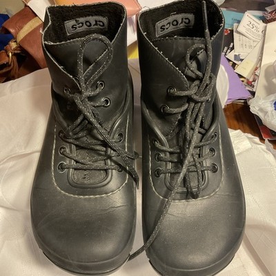 Crocs Unisex Black Classic Crush  Rain Boots Sz. Womens 7   Mens 5