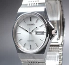 Vintage 1990 [N MINT] Seiko Chronos 5H23-7D20 Silver Day/Date Men's Quartz Watch