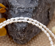 Tiny 1.5Mm Natural Freshwater Pearl Choker Real Genuine Rice-Shaped Pearls Daily