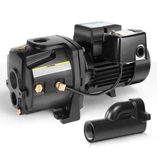 1HP Shallow/Deep Well Jet Pump, Cast Iron Convertible Pump with Ejector Kit, ...