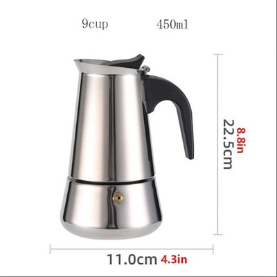 Espressokocher Edelstahl Mokkakanne für 4/6/9 Tassen Kaffeebereiter
