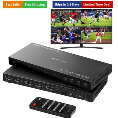 4K HDMI Multiviewer Switch 4x1 with PIP, Quad Multi Viewer Seamless Switcher ...
