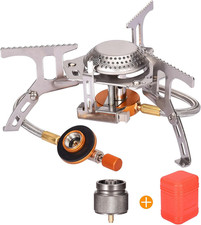 Portable Camping Gas Stove with 1LB Propane Tank Adapter, Foldable Camp Stove Ba