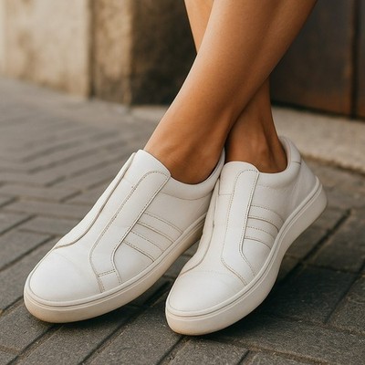 Derek Lam 10 Crosby Laurel Size 8 White Leather Slip on Athletic Sneakers Shoes