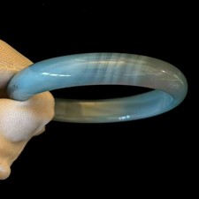 Inner Perimeter 6.6 in, Natural Agate Bangle Bracelet Slender Wrist, Width 10 mm