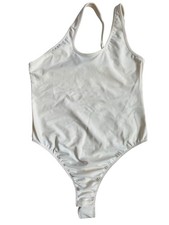 WeWoreWhat Asymmetrical Ivory Thong Bodysuit Women's Medium NWT Sleeveless