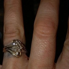 14k Yellow Gold Round White Diamond Cluster R...