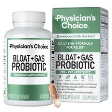 Physician's CHOICE Bloat & Gas Probiotic 5-in-1 Proactive Support + Daily Rel...