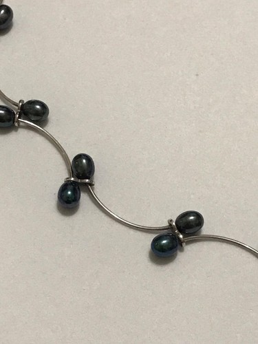 Schöne Sterling Silber 925 gemarkt Süßwasser Pfau Perlen Halskette - Bild 6 von 6