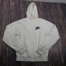 Nike Windrunner Jacket Mens Size M White Full Zip Hooded Windbreaker 00204