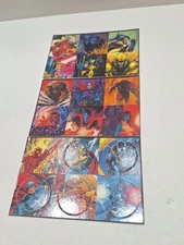 Vintage Pogs 3 Sheets W/ 18 Uncut Unpunch Marvel X-MEN Wolverine Venom Thor