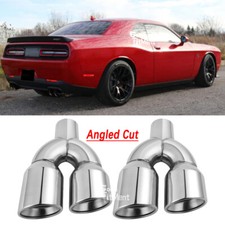 2x2.5 In 3.5 Out Dual Exhaust Tip 9.5 Angled Cut For Dodge Challenger Hellcat