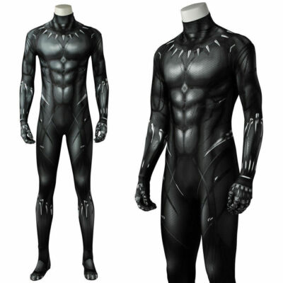 Marvel Black Panther T'Challa Wakanda King Jumpsuit Mask Cosplay