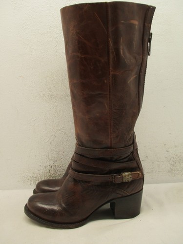 Freebird WHEY Dark Brown Distressed Leather Buckle Strap Womens Boots Size 7 - Picture 5 of 14