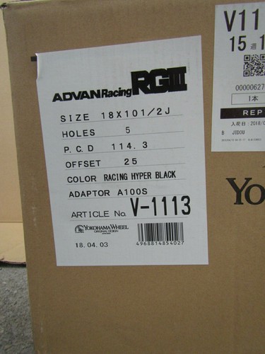 YOKOHAMA ADVAN RACING RGIII 18X101/2J H5 PCD 114.3 RACING HYPER BLACK alloywheel - Picture 2 of 8