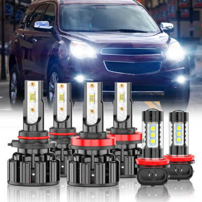For Chevy Equinox 2010-2017 LED Headlight Bulbs Kit Hi/Lo Beam + Fog Light 6000K