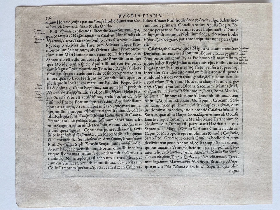 Antique Map of Italy "PUGLIA PIANA" by Mercator,  c. 1628 - Image 3 of 3