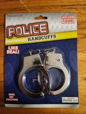 Metal Toy Police Handcuffs W/ Key Sheriff Cowboy Costume Accessory Halloween