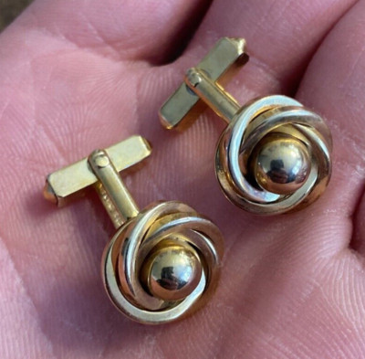 Vintage Swank Gold Tone Cufflinks Art Deco 3D Design C10a