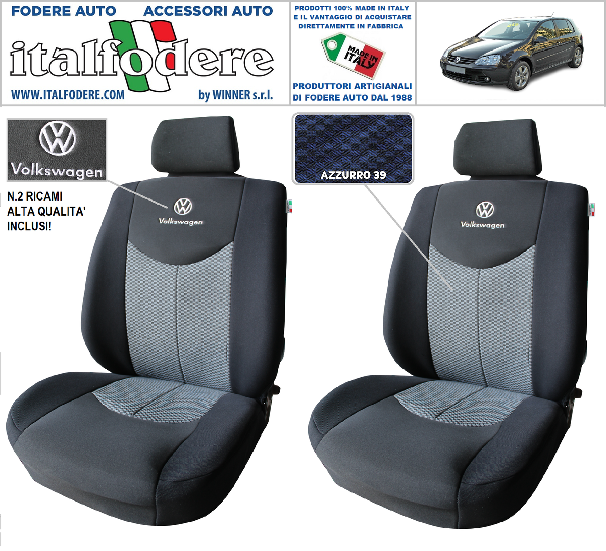 Coprisedili Su Misura Per Volkswagen Golf IV Hatchback, Variant (1997-2006) - Fodere Sedili - Set Coprisedili Auto - Auto-Dekor - Practic - Nero | Negozio Carmager