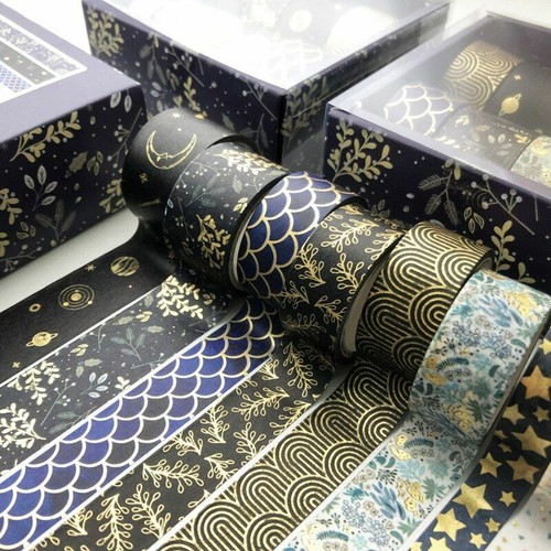 10pcs/set Geometric Lattice Washi Tapes Gold Japanese Paper Tape Stationery Craf - Picture 2 of 12