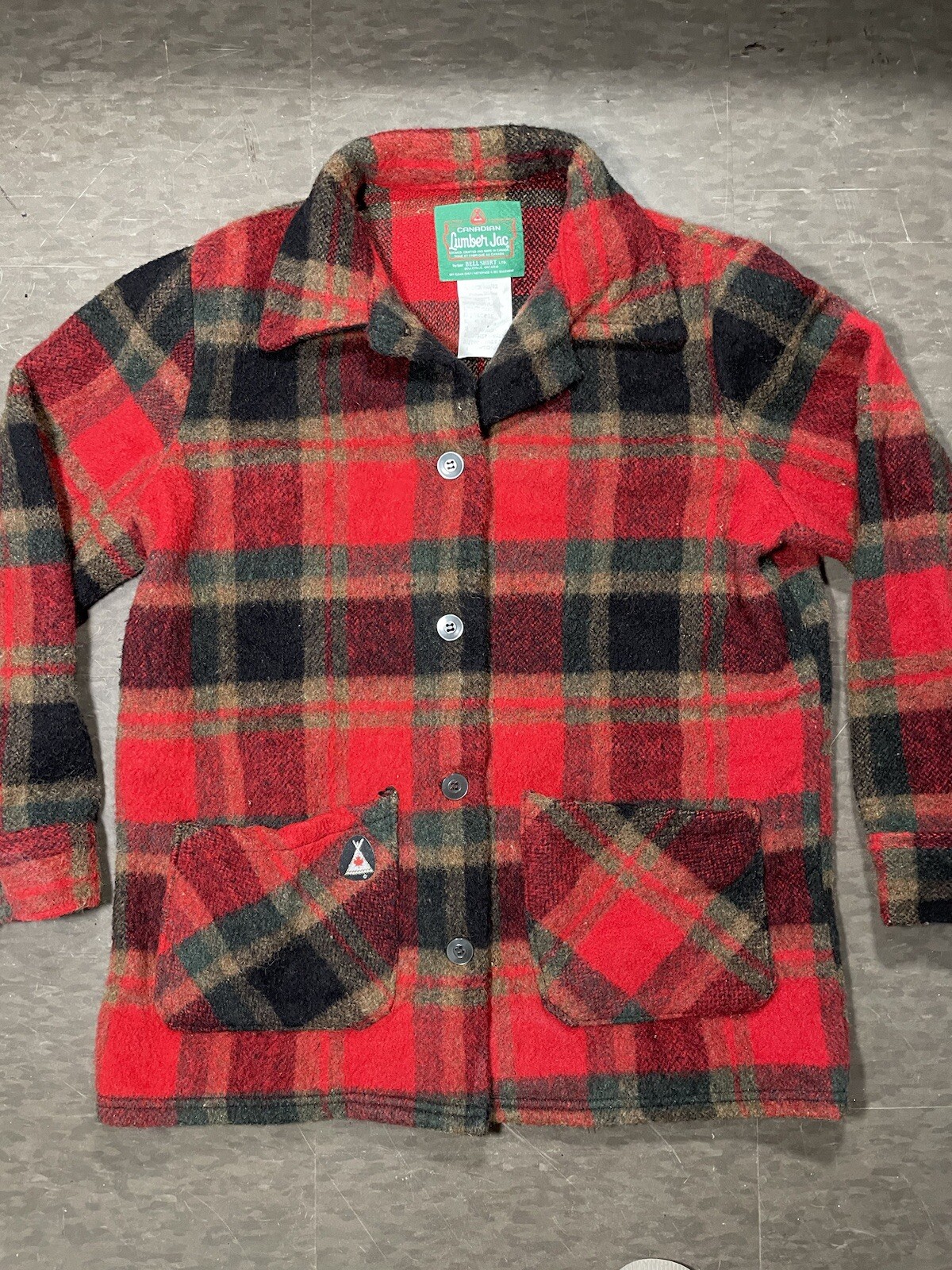 Lumber Jac Vintage Canadian Wool Bell Shirt Buttons Women Size Medium