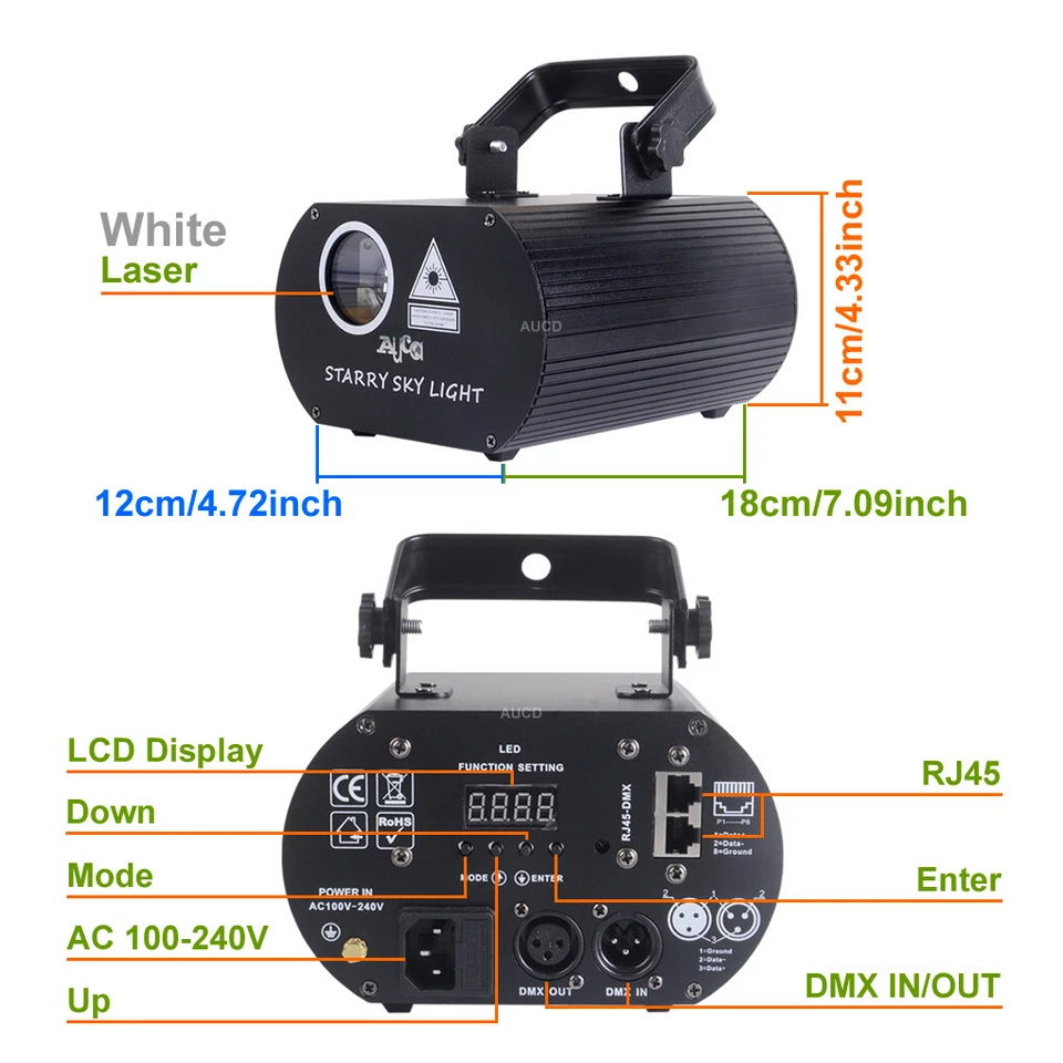 6W White Laser Starry Star Sky Projector Lights DMX DJ Party Show Decor Lighting - Image 2 of 4