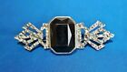 Brooch Pin 3" x 1" 447J Vintage Silver Art Deco Black Onyx Cutout