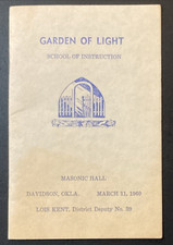 Garden of Light School of Instruction Masonic Hall Davidson OK 1960 Schedule