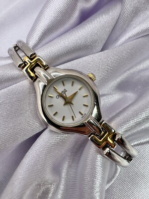 Beautiful Petite Caravelle Bulova Gold Silver Tone Dainty Womens Watch Chic Cute