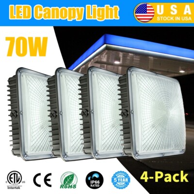 4Pack 70 Watt LED Canopy Light Waterproof for Parking Lot Corridor Street Garage