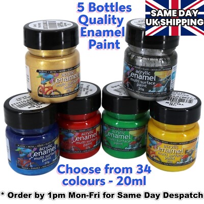 5x Acryl Emaille & Airbrush Farbe 20ml - Schraubflaschen Auswahl aus 34 Farben