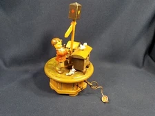 Vtg Anri Thorens Hand Made Music Box Boy w Trains Tschau Tschau Bambina NOS