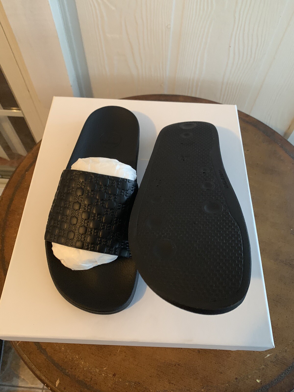 BALMAIN PARIS Black Leather Calypso Slide Sandals Size 9/42 for 