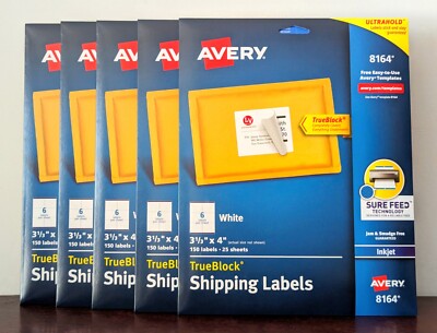 Avery 8164 TrueBlock Tech Shipping Labels Inkjet Printers 3-1/3'' x 4'' 750 Labels
