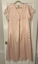 Eve Stillman Vintage Nightgown Size M Pink Flutter Sleeve Embroidery Flowers