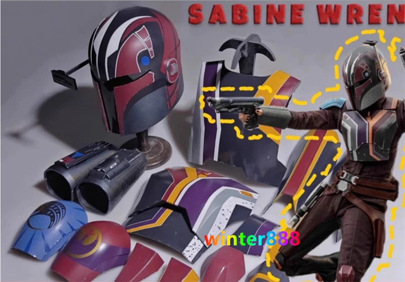 Ahsoka Sabine Wren Star Wars Full Body Armor Helmet FRP Cosplay Prop Armour Gift - Image 2 of 4