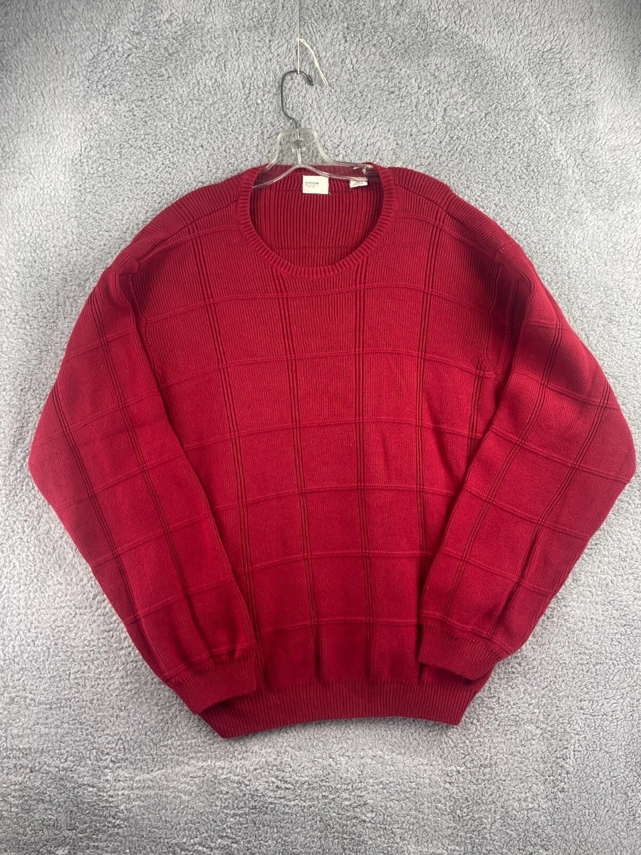 Vintage Arrow Red Square Knit Sweater Crew Neck Long Sleeve Size LT Big Tall