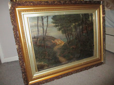 BRANKSOME CHINE POOLE DORSET BOURNEMOUTH 1920S LARGE OIL PAINTING ON CANVAS