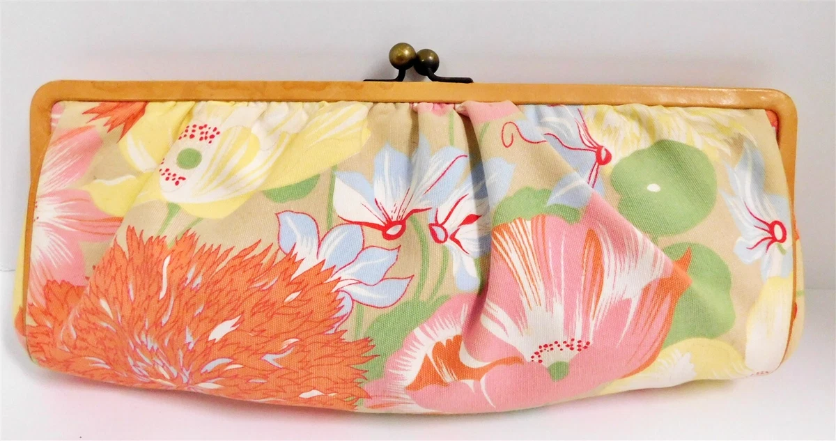 Burberry Floral Canvas Leather East West Clutch Bag