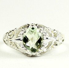 Green Amethyst, 925 Sterling Silver Ladies Ring, SR113