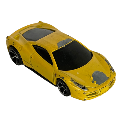 Hot Wheels Ferrari 458 Italia Yellow Sports Toy Car Two Door
