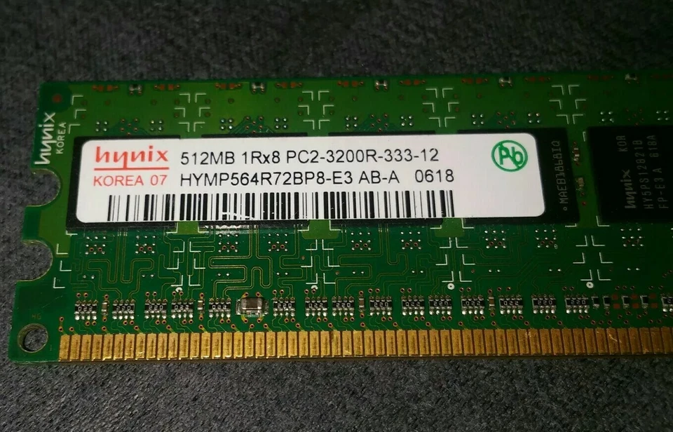 1GB HYNIX HYMP564R72BP8-E3 AB-A 512MB 1Rx8 PC2-3200R-333-12 - Image 3 of 3