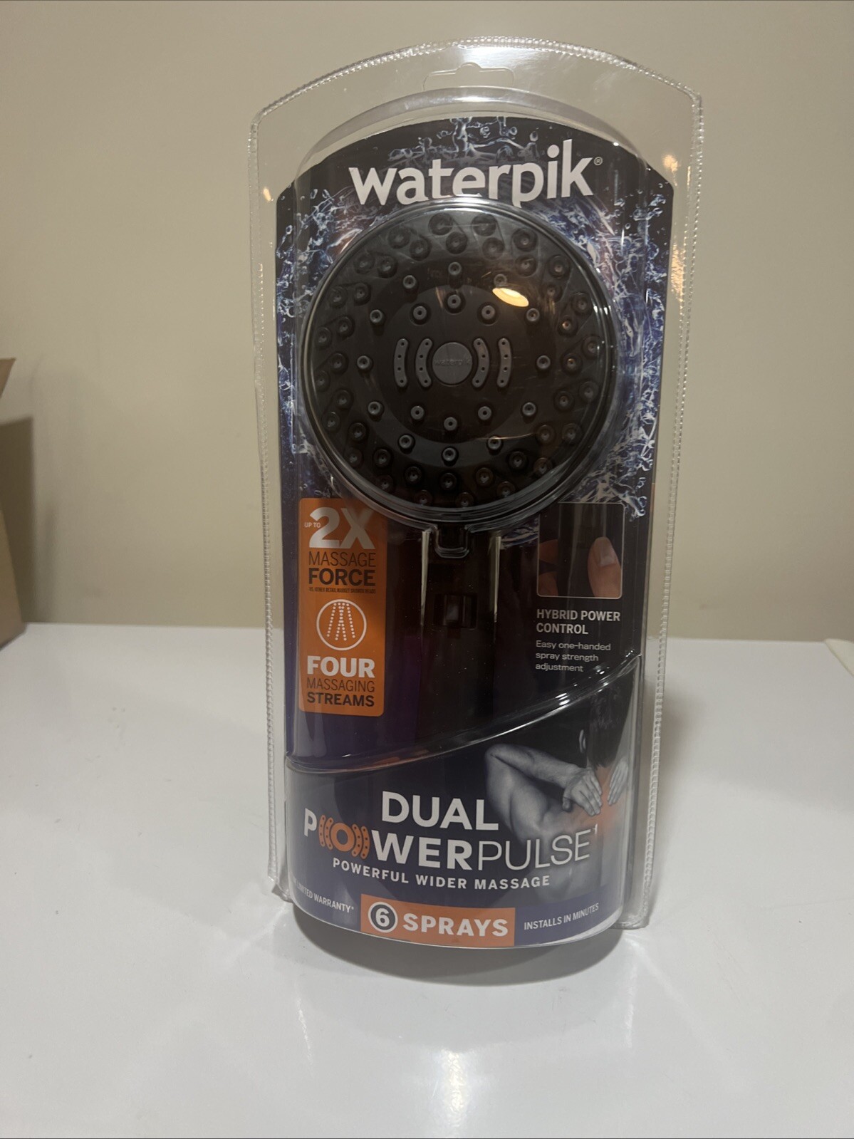 Waterpik 6-Spray Wall Mount Handheld Shower Head in Matte Black ZZR-765MSE.. New