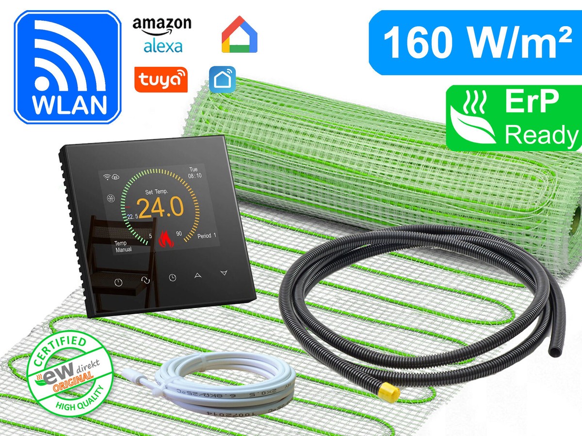 UltraPro 200 Fußbodenheizung Komplett-Set 2m² - Mit WLAN Thermostat